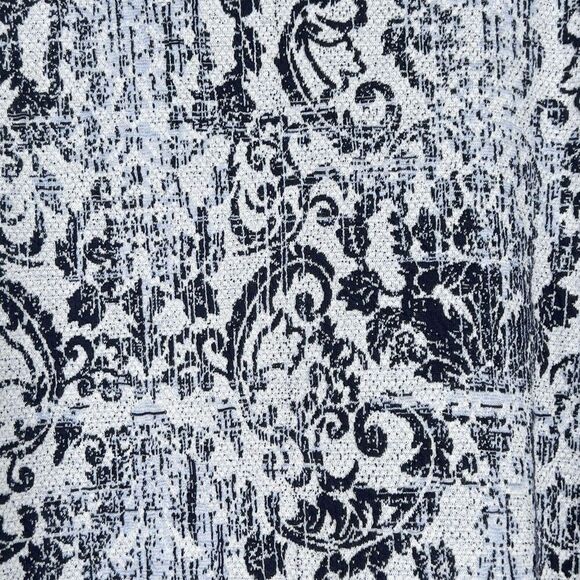 Clara Sun Woo Longline Cardigan Womens Sz L Blue Gray Open Front Scroll Filigree - Picture 6 of 12